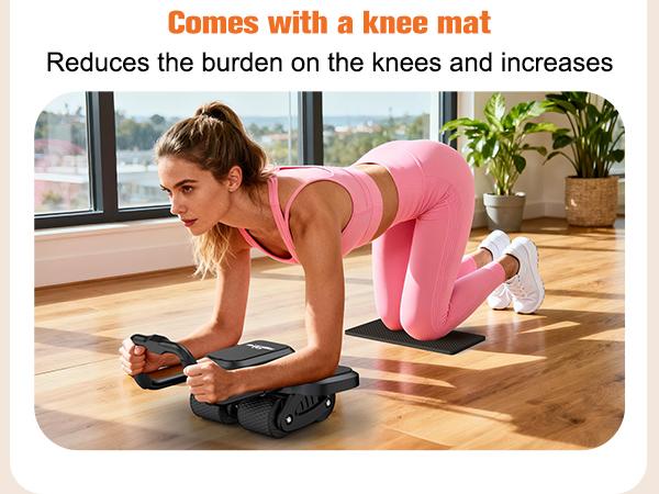 Relife Sports Ab Roller Wheel with Knee Mat & Timer, Automatic Rebound, Dual Wheel Design, Anti-Slip Materials, Safe Control, Excellent Workmanship, No Noise, Perfect for Workout