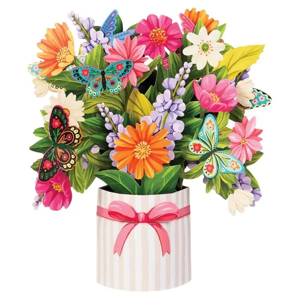 Freshcut Paper Life-Size 3D Eco-Friendly Decorative Vibrant Paper Flower Bouquet - 1-Size Rectangle Butterfly Decor, Ideal for Valentine's Day Home & Festive Decor, Get-Well Wishes Gift
