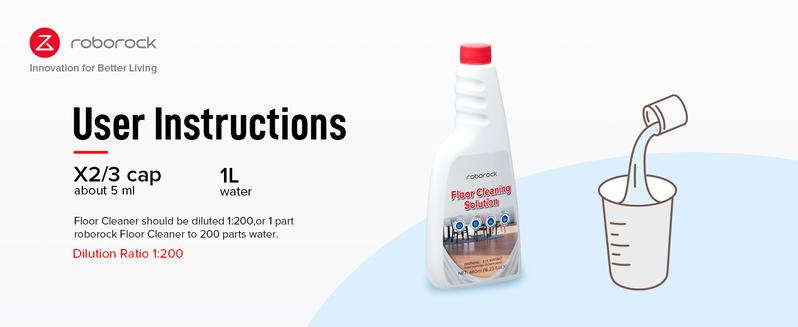 roborock Official Floor Cleaning Solution, Floor Cleaner for Hardwood Tile Hardfloor, Compatible Robot Vacuums with Mopping and Wet Dry Vacuum, 16.2 FL OZ, Dilution Ratio 1:200