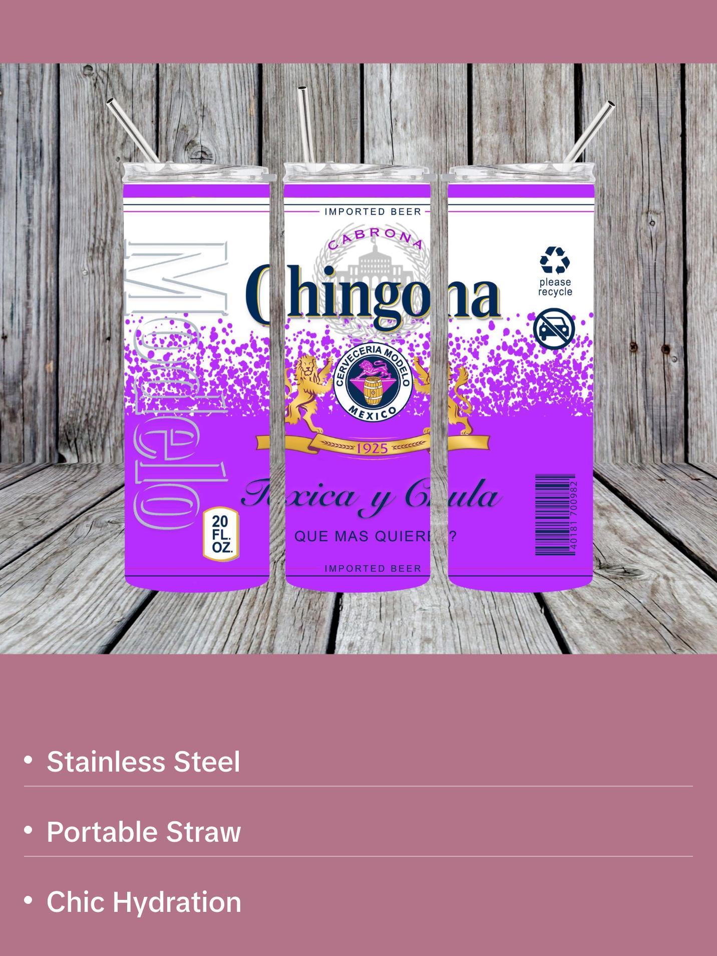 Modelo Chingona 20 oz Tumbler with Regular Lid - Perfect for Your Beverage - Bottle, Drinkware stainless steel water bottle cup