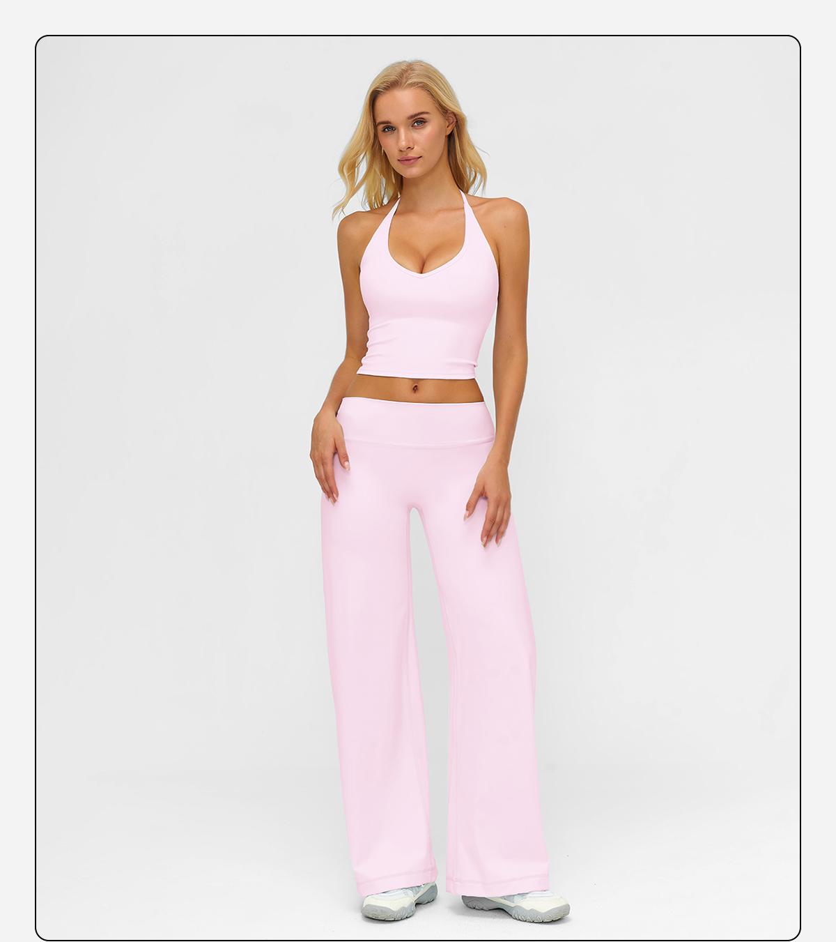 MFVIM Sporty Two-Piece Set Women’s Plain Crop Cami Top & Flare Leg Pants Sports Set, Sporty Casual Comfy Breathable Two-Piece Outfits for Yoga, Gym, Workout, Running, Gym Workout Clothes SpringStatements