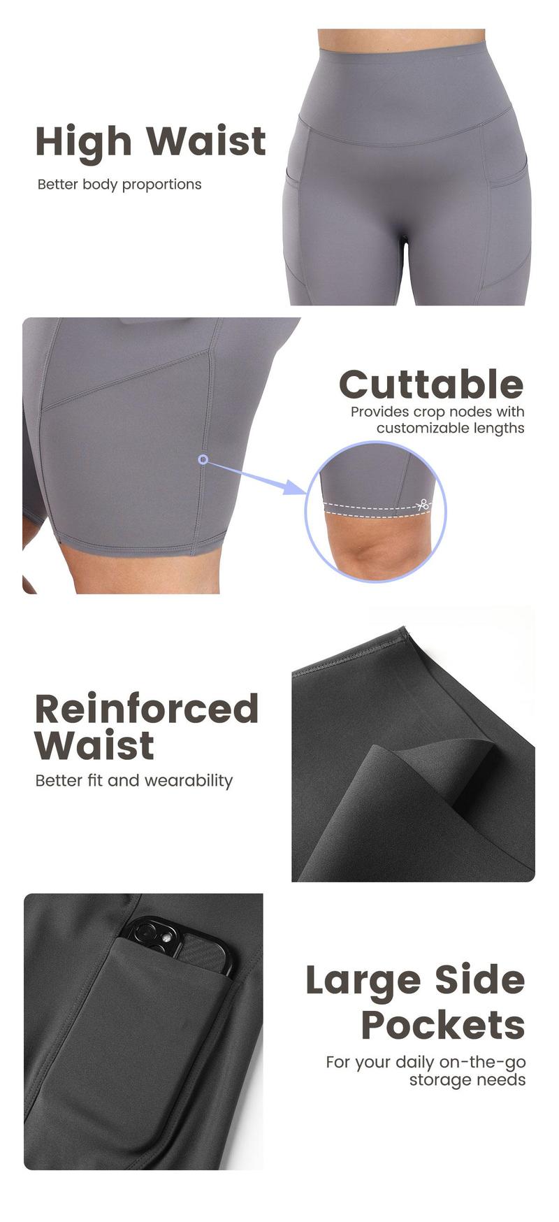 [Size up recommended] Viconow Tummy Control Workout Shorts for Women with Pockets - High Waist Bike Shorts for Gym Workout Athletic