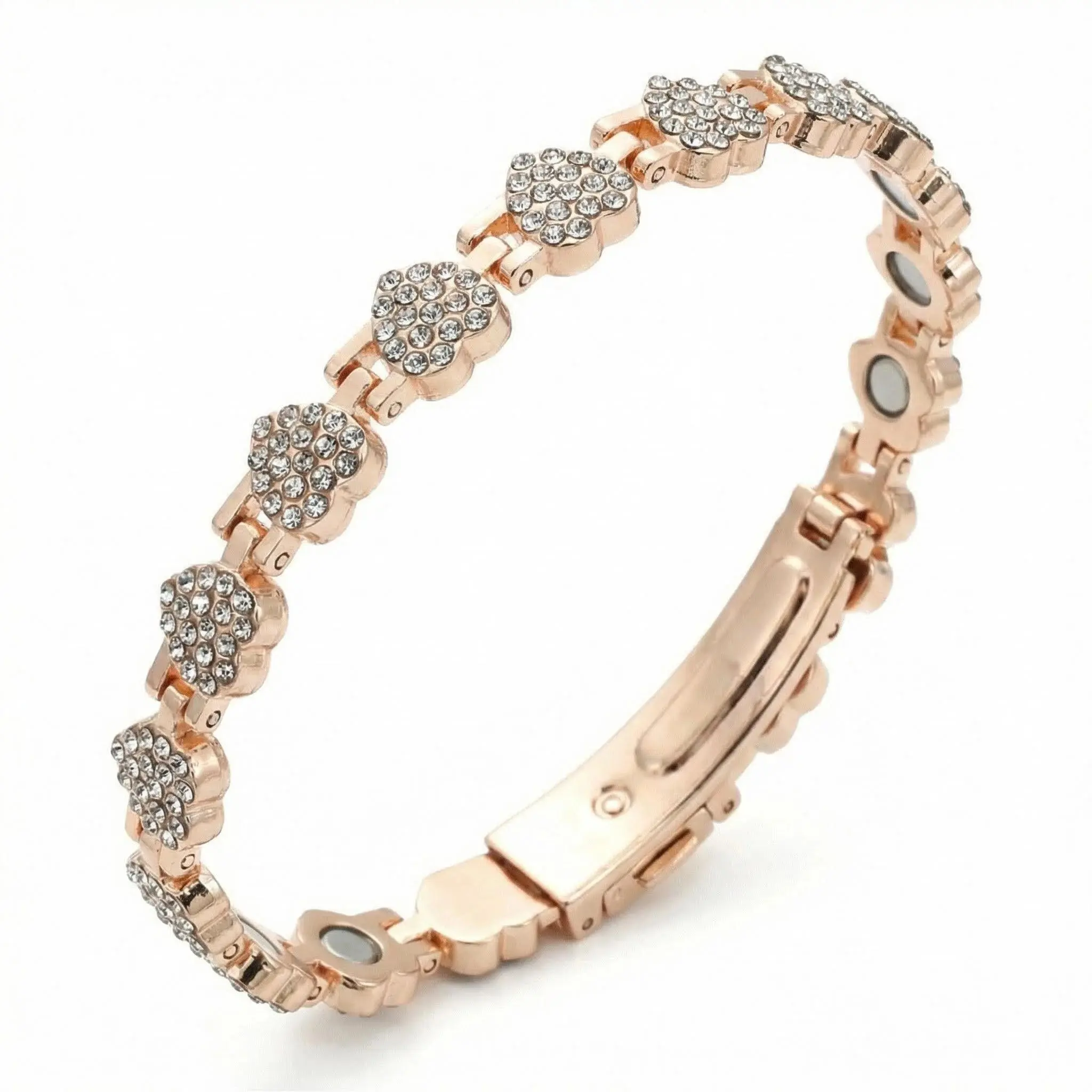 Pure Copper Bracelet for Women, Adjustable Magnetic Cuff Bangle with Sparkling Cubic Zirconia, 3800 Gauss Strength, Pure Copper Bracelets, October, Copper Craftsmanship campingessentials