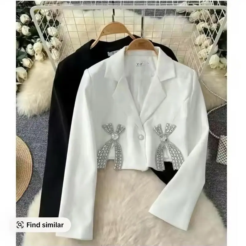 Women's Winter Coats with Diamond Tie, Long Sleeve Jacket with Laple, New Spring Collection, Women's High Couture Streetwear