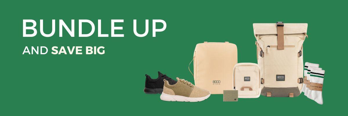 Nomad Hemp Rolltop Backpack in Beige and Green