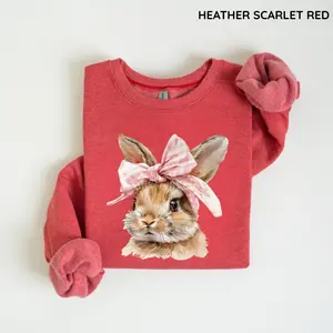 Easter Bunny Sweatshirt, Retro Easter Sweater, Coquette Bow Bunny Sweater, Easter Bunny Sweater, Cute Bunny Easter Day Gift,Bunny Sweatshirt
