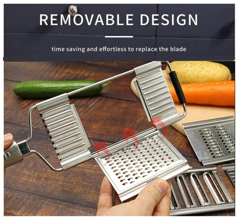 Stainless Steel 4 in 1 Multi-Purpose Vegetable Slicer,with 4 Adjustable Blades for Various Vegetables，An excellent gift choice for Christmas and New Year.