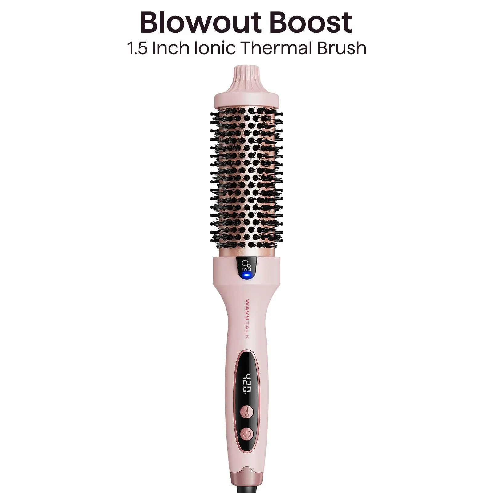 Wavytalk Thermal Brush Blowout 1.5-Inch Ionic Thermal Brush, LED Display, 300°F-420°F for Different Hair Types, 120-240V Universal Voltage, Wavy Hair Styling Blowout Curlers & Straighteners