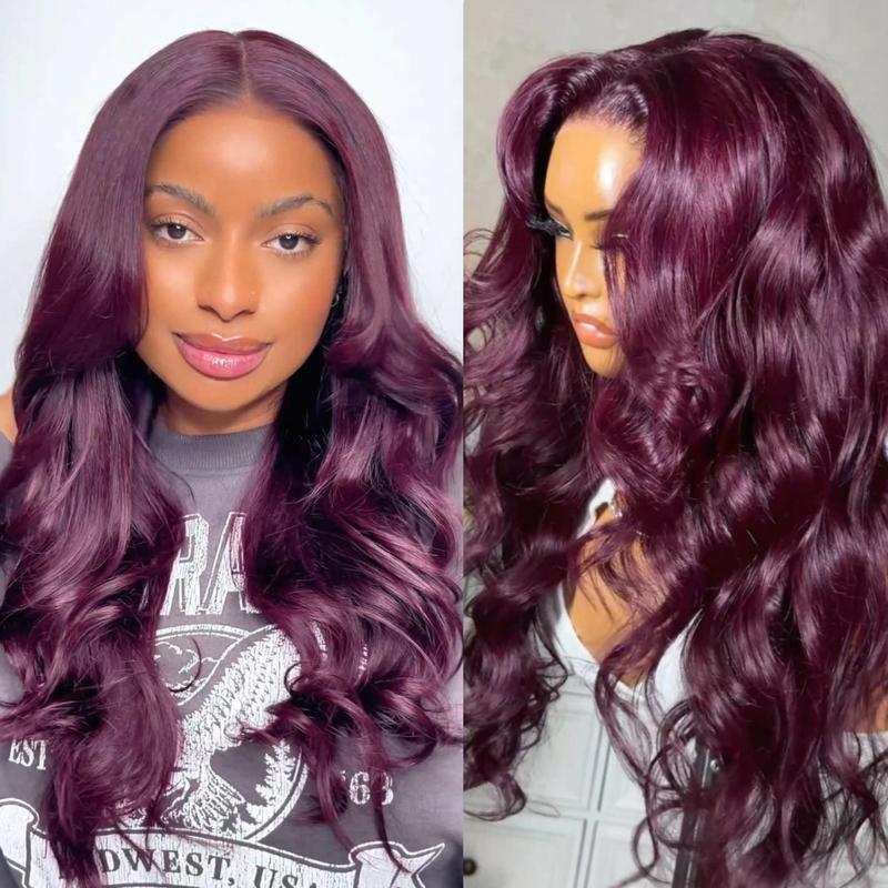 UNice Glueless Black Cherry Loose Wave Wig with Drawstring Pre Everything 13x4/7x5 Lace Closure Human Hair Wigs Natural Hairline Ready to Wear Beginners Friendly