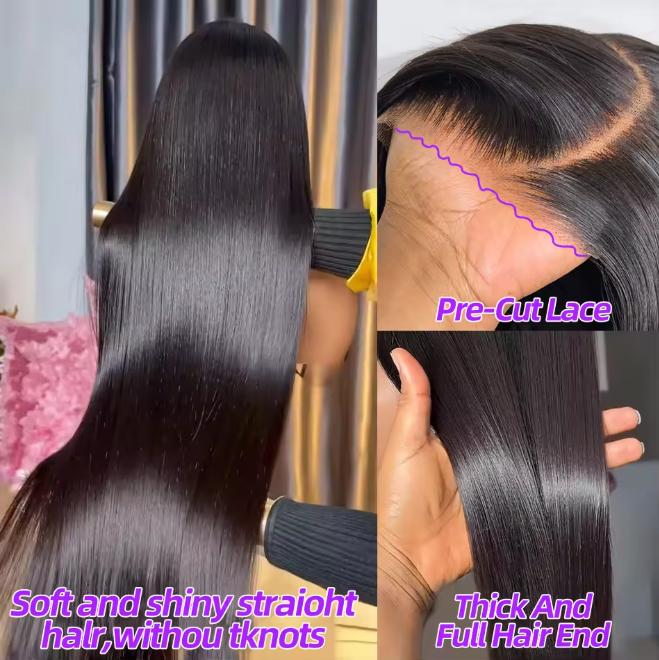 Bling Hair 180% Glueless Wigs Human Hair Ready To Wear Bone Straight Lace Front Wigs Human Hair 5x5 Pre Cut Hd Lace Closure Wigs For Women