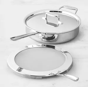All-Clad D5 Stainless-Steel Deep Sauté Pan with Splatter Screen 4-Qt. Non-Stick Cookware