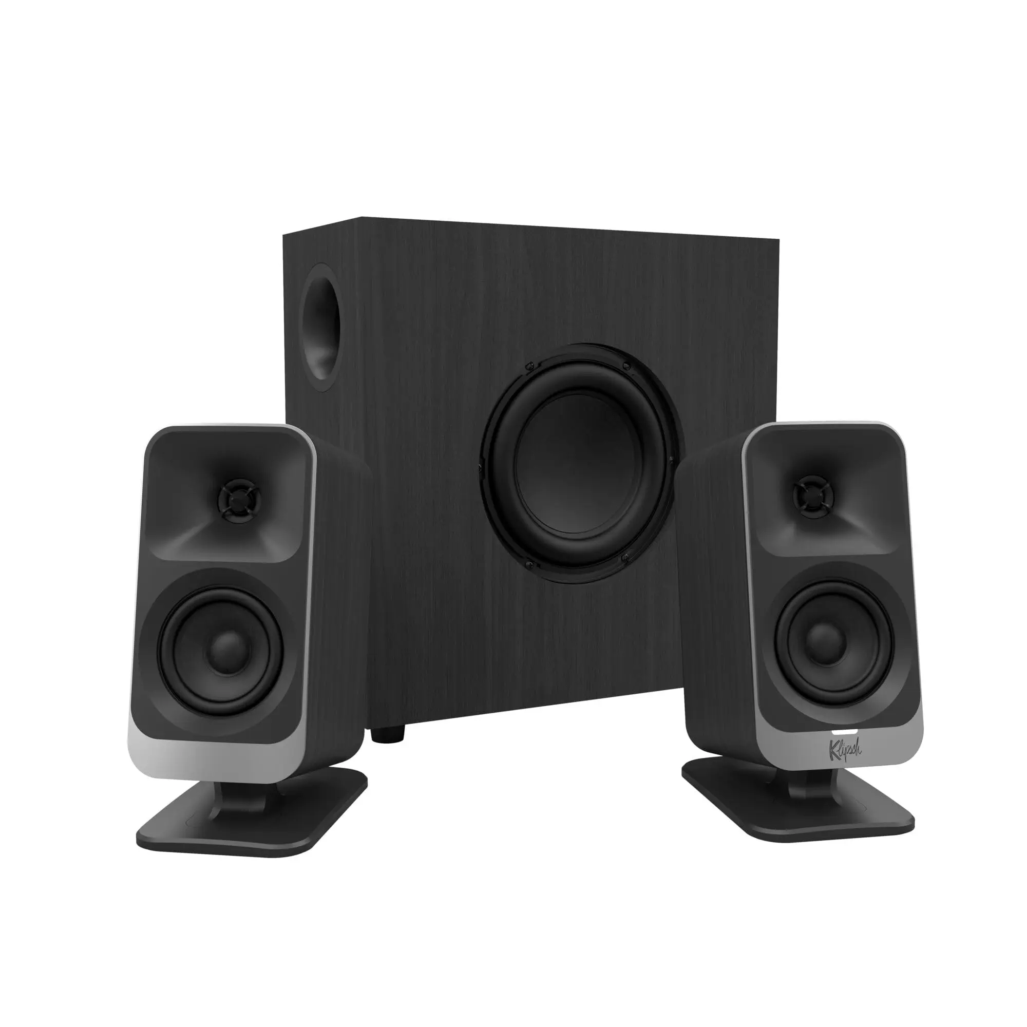 Klipsch ProMedia Lumina 2.1 Stereo Bass Speakers - 2.1 Audio System for Content Creators, Gamers, Desktop Use, RGB LED Light, Bluetooth 5.3, USB-C, Auxiliary Input, Cable Management, Adjustable Settings, Subwoofer