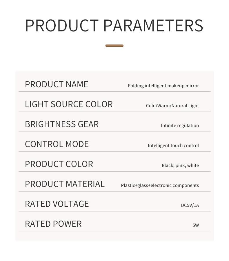 Portable LED Light Makeup Mirror,  Touch