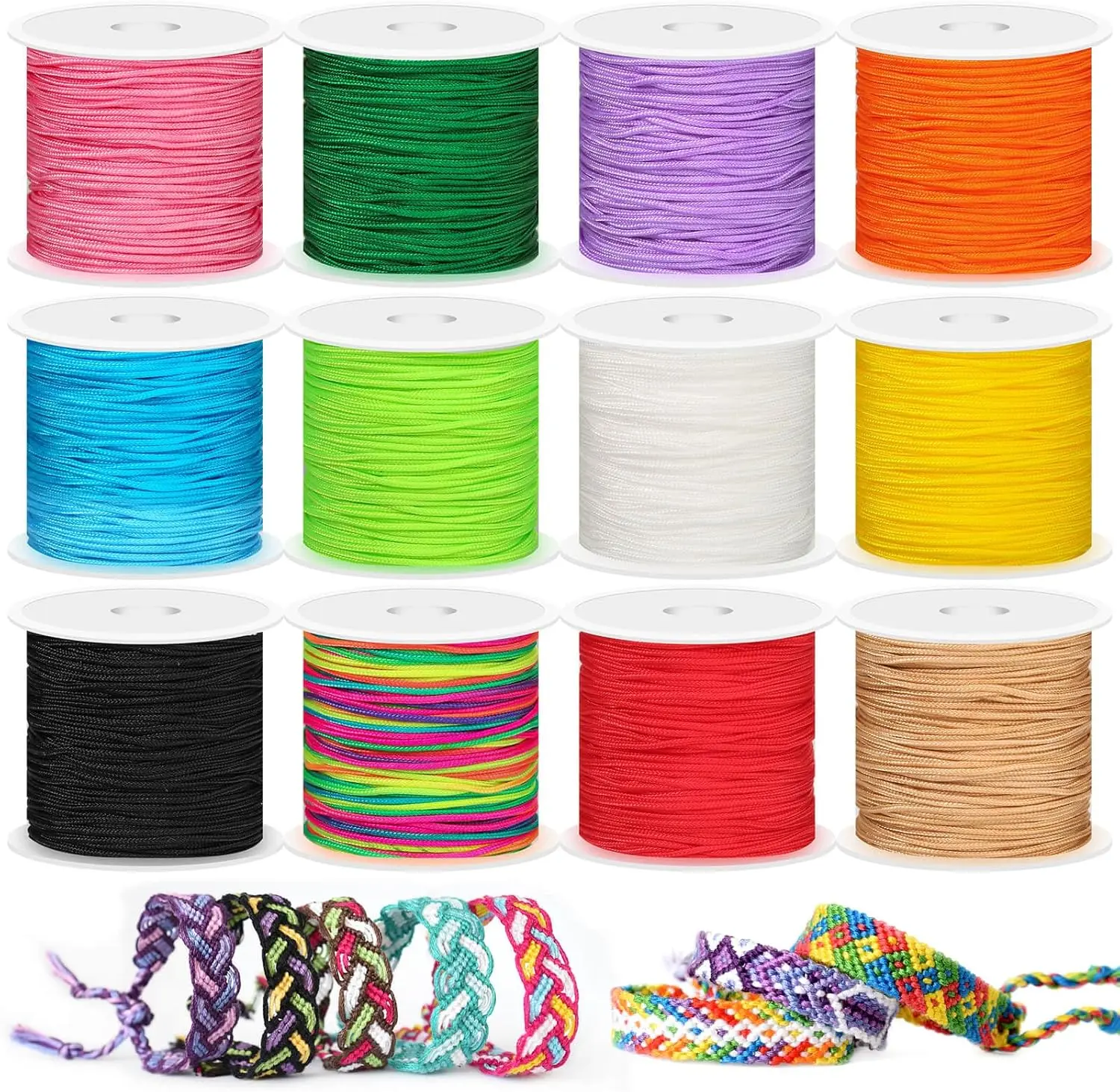 12 Rolls Nylon String for Bracelets, Chinese Knotting Nylon Cord for  Making, Nylon Beading Thread for Kumihimo, Braided Bracelets, Necklaces, Macrame Craft, Wind Chime
