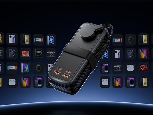 NTONPOWER 100W GAN Ultra Travel Power Strip, 7-in-1 USB C Charging Station with 3 Outlets 4 USB (2 Fast Charge)& 5FT Extension Cord, Compact Desktop Charger for MacBook, iPhone, Cruise, Office, Black NTONPOWER 100W GAN Ultra Travel Power Strip, 7-in-1 USB C Charging Station with 3 Outlets 4 USB (2 Fast Charge)& 5FT Extension Cord, Compact Desktop Charger for MacBook, iPhone, Cruise, Office, Black