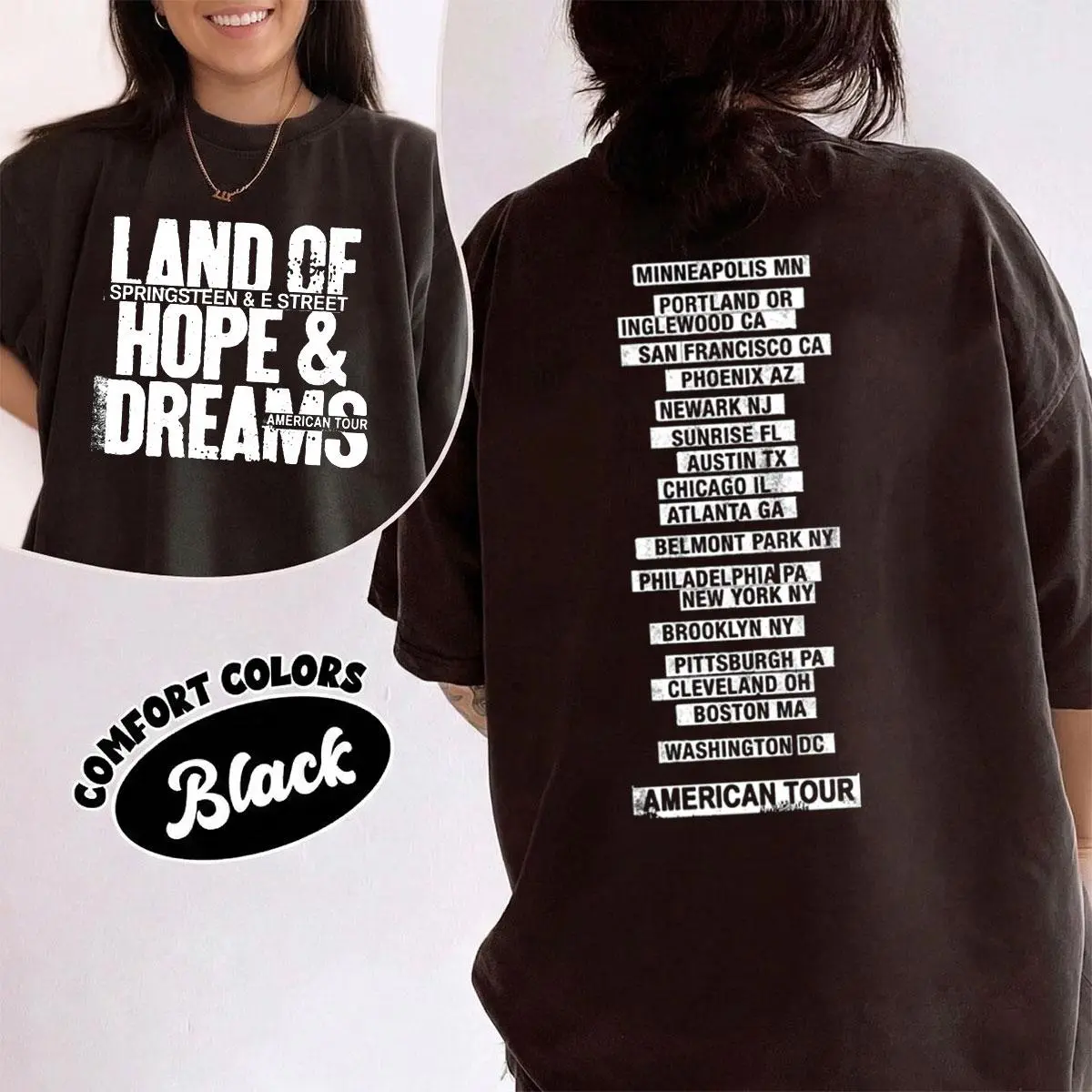 [SALE 30%] Bruce Springsteen Comfort Colors 2 Sided Shirt, The E Street Band 2026 Land Of Hope & Dreams American Tour Tee, Just Throw It On, Rock Concert Tee, Rock Music Fan Gift