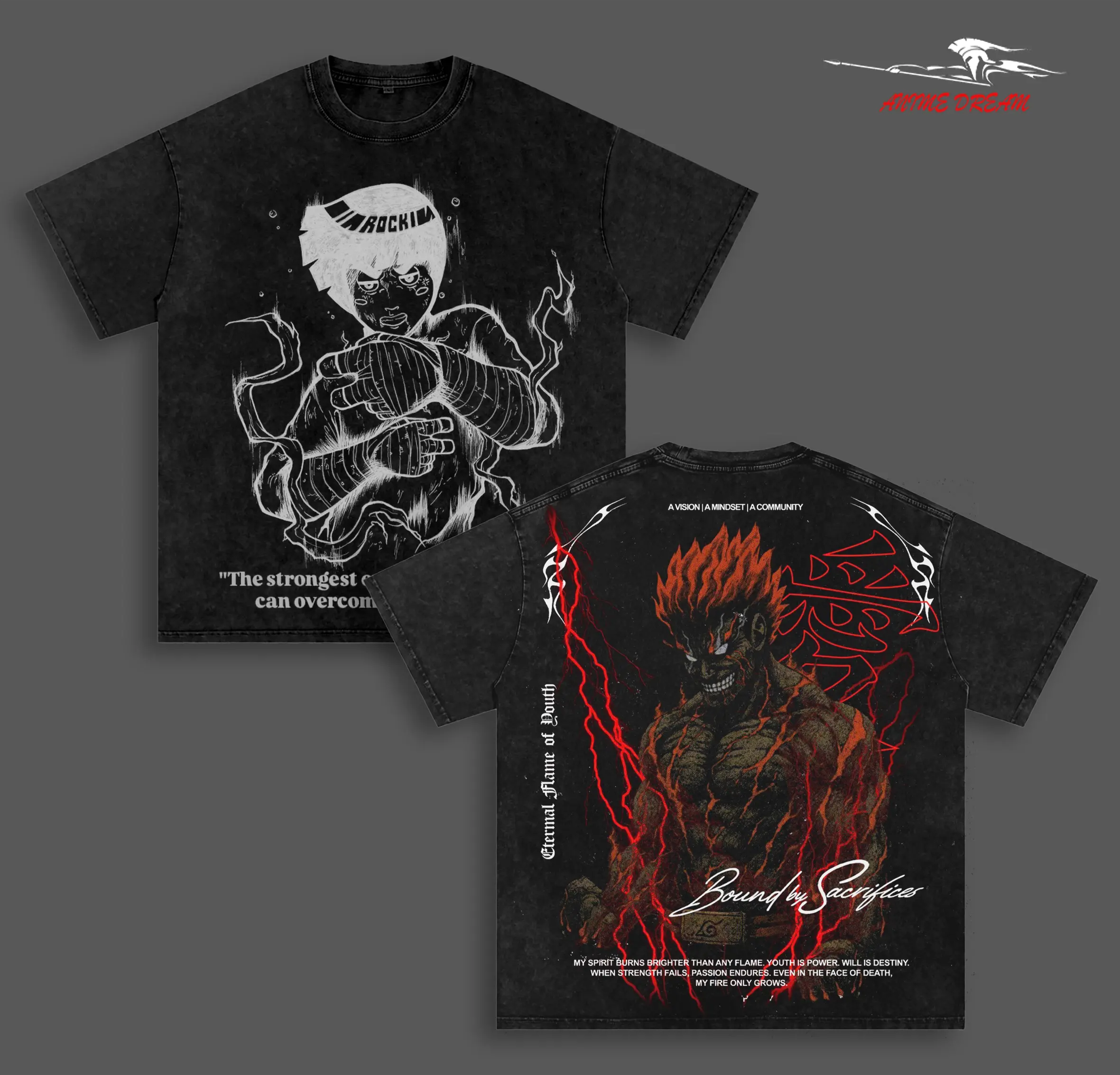 Rock Lee Tee Washed – Naruto Vintage Washed Heavy Cotton Oversized Anime Manga T-Shirt Double Printed Retro Unisex Streetwear Graphic Top
