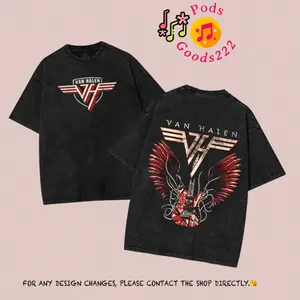 Van Halen t-shirt, Hoodies, Sweatshirt Double Print cotton street fashion pattern, 90s graphic tees, Unisex music T-Shirt, Gift For Men Women Top