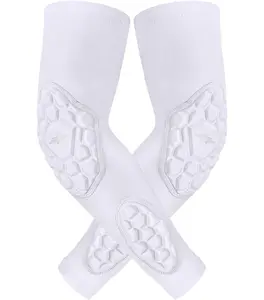 Penveer Compression Padded Arm Sleeves for Youth & Adults - Elbow & Forearm Support - Breathable Football Padded Sleeves (White)