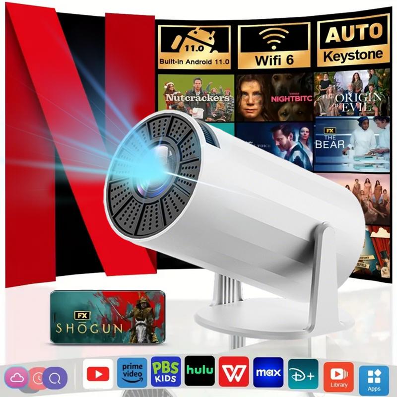Portable Projector 2.4/5G WiFi 360° HD LED 200 InchScreen Built-in Speaker Multifunctional Projector forHome Cinema and Outdoor Use