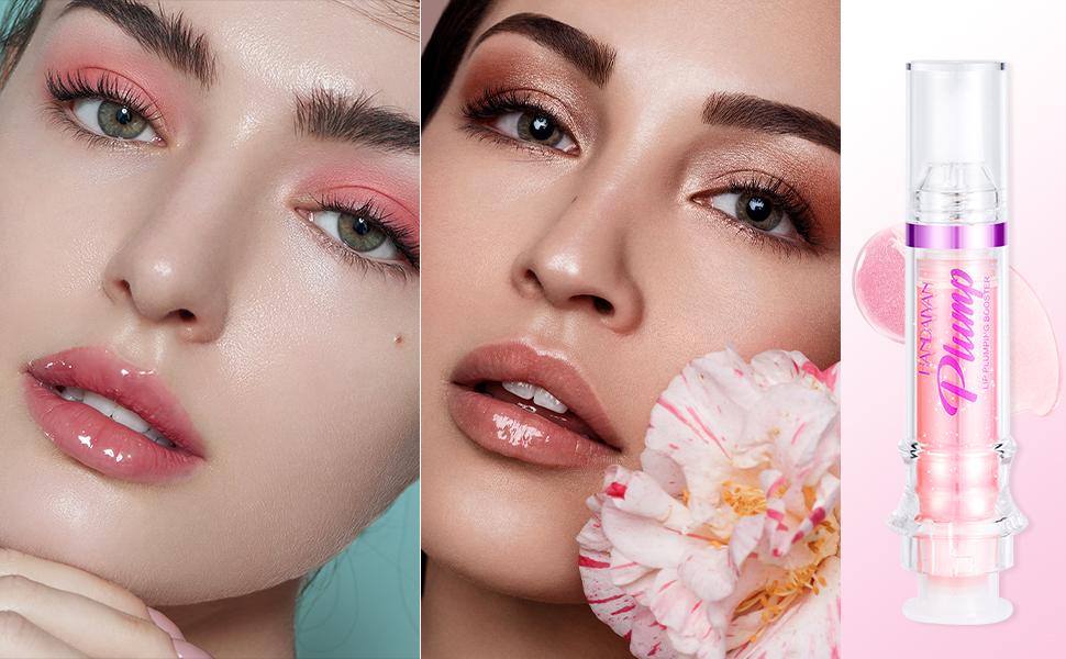 Erinde Lip Plumper Gloss, Natural Spicy Lip Plumping Booster, Ultra-Hydrating & Nourishing Plump Lip Plumper, Glossy Finish Fuller Lip Plumping Oil for Women Girls,  Hydrate Moisturizer Moisturizer