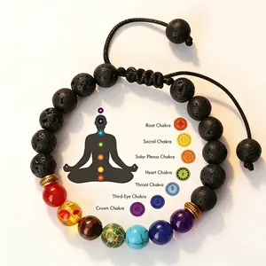 7 Chakra Natural Crystal Bracelet – Gift for Yourself or Loved Ones | Energy Healing, Stress Relief & Spiritual Alignment | Modern Protection Style