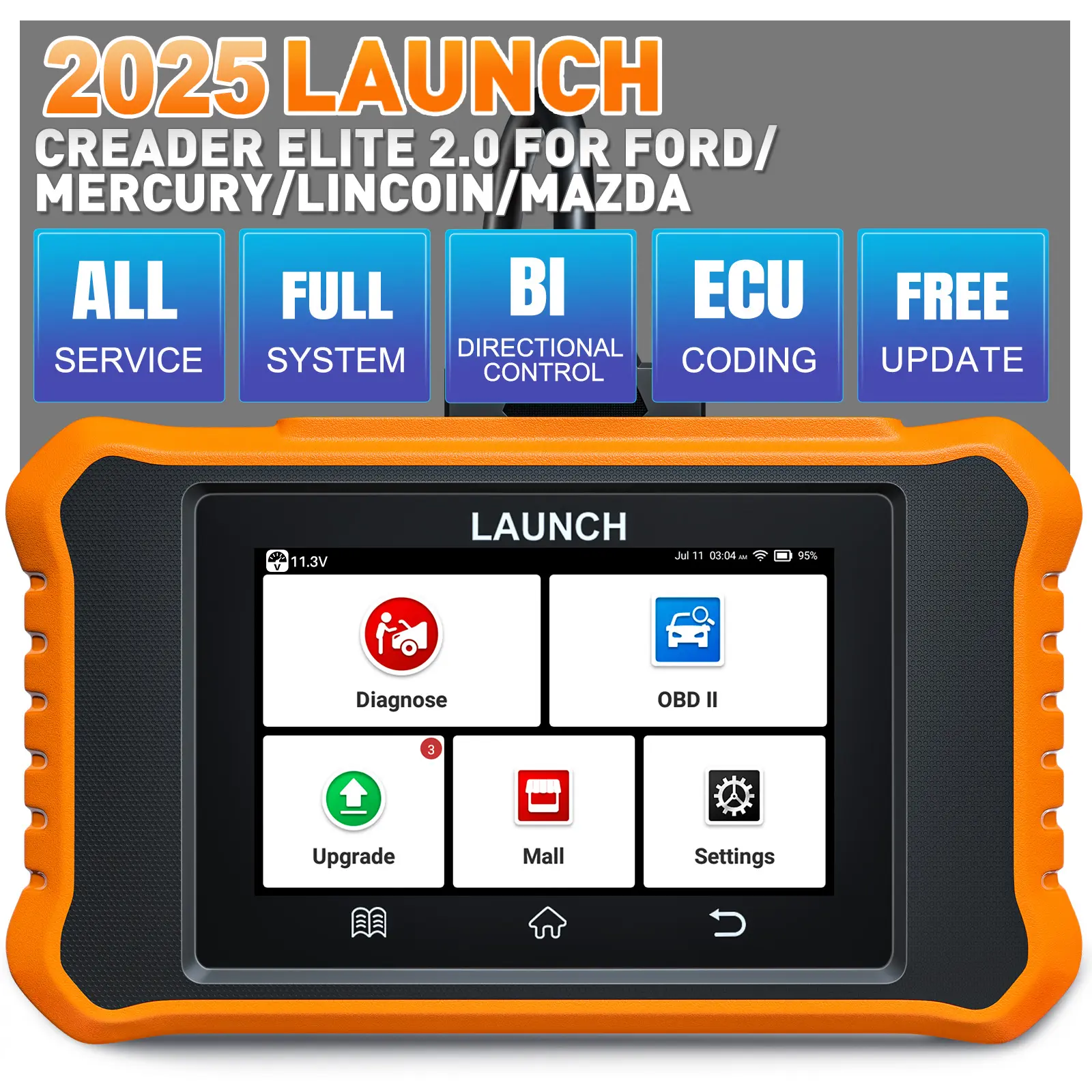 LAUNCH Creade Elite 2.0 Automotive Bidirectional Scan Tool for Ford Lincoln Mercury Mazda X431 OBD2 Car Diagnostic Tool, 2026 New Upgrade, Full System Diagnosis, All Resets, AUTO VIN Function, Automotive Scan Tool