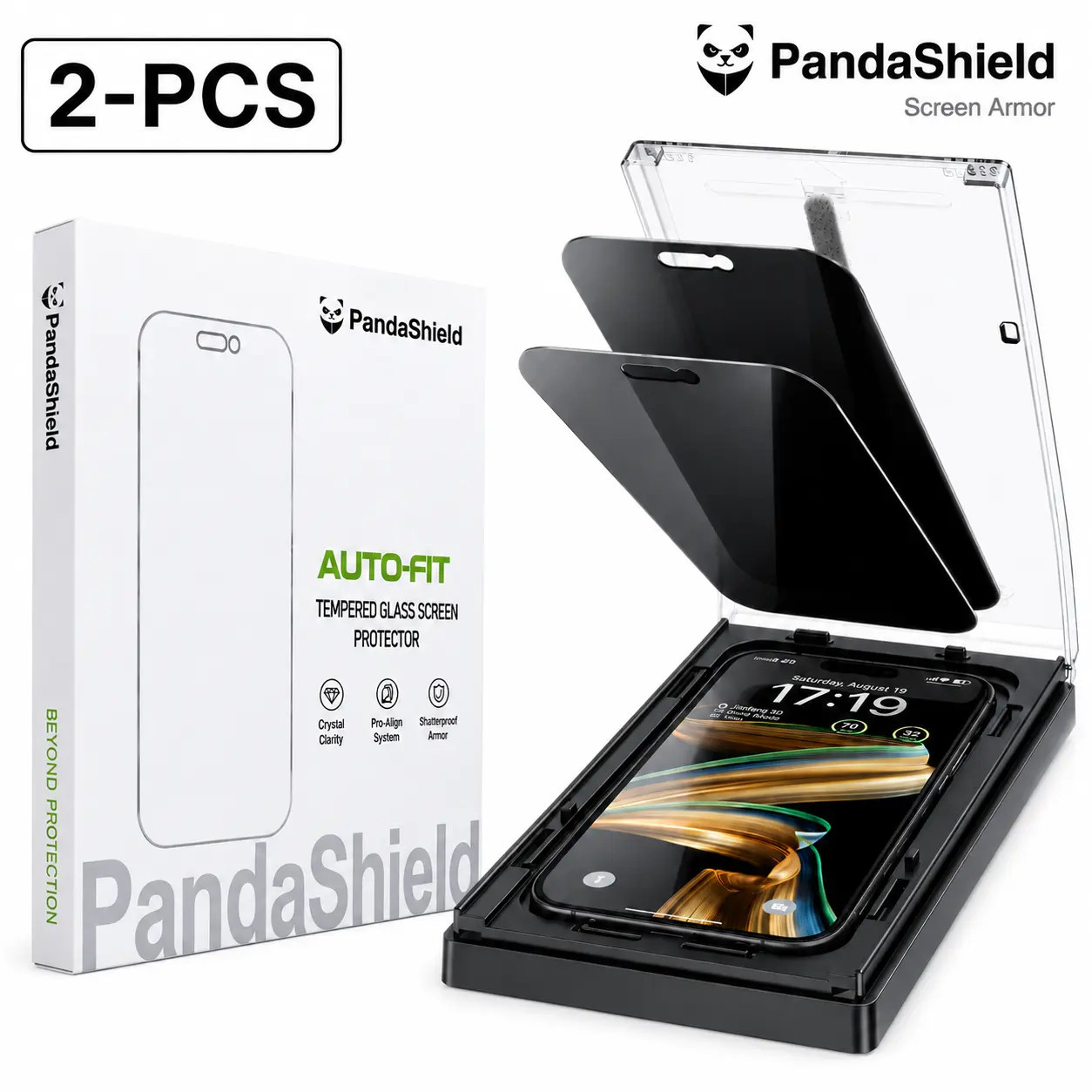 PandaShield 2-Pieces Tempered Glass Privacy Screen Guard for iPhone 13,14,15,16,17,18 Series Smartphone - 9H Hardness, Full Coverage, Anti-Spy, Premium Upgraded Easy-Install Box, Mobile Phone Accessories, fully protection