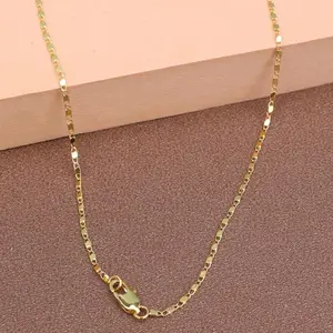 2mm wide, 18K gold-plated flat chain in European style, 16-30 inch long, suitable for everyday wear, gifts, and parties