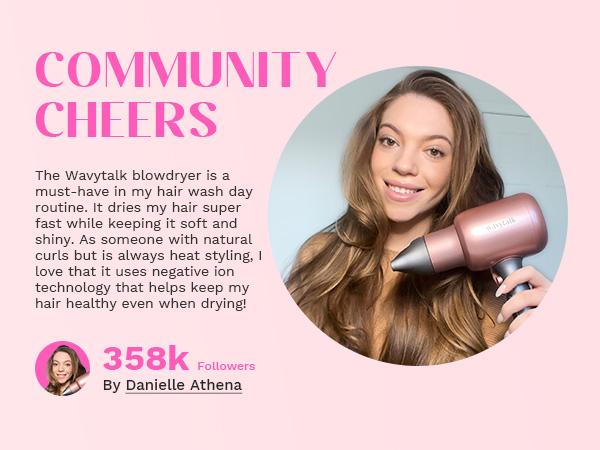 Wavytalk Blown Away Ionic Hair Dryer | 1875W Quick-Dry, Ceramic Coating Heat Damage Protection, Diffuser & Styling Comb Accessories, Lightweight & Quiet, Adaptable to All Hairstyles