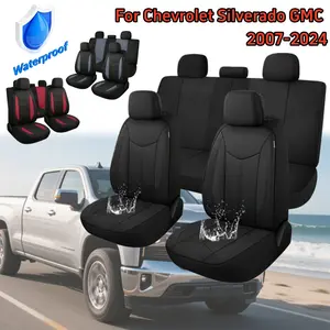 For Chevrolet Silverado GMC 2007-2024 Waterproof Car Seat Cover Full Set, Neoprene 5 Seats Covers Set or 2 Front Seats Covers for Cars, Premium Seat Liner Machine Washable For All Seasons, Back Split Bench With Three Zippers Compatible Car Interior Covers