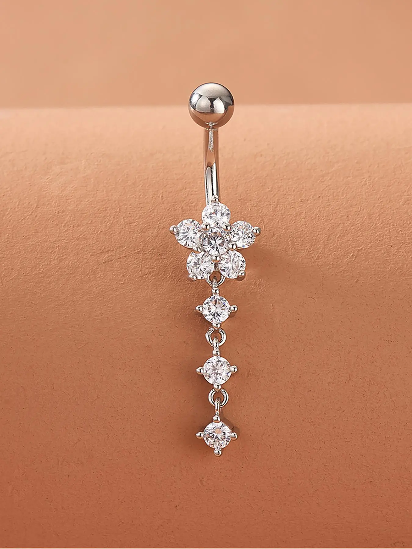 Women's Summer 2024 Elegant Rhinestone Decorated Belly Ring, Exquisite Star Design Belly Piercing Stud, Fashionable Body Jewelry Belly Button Jewelry Belly Button Piercings for Women for Party Decoration