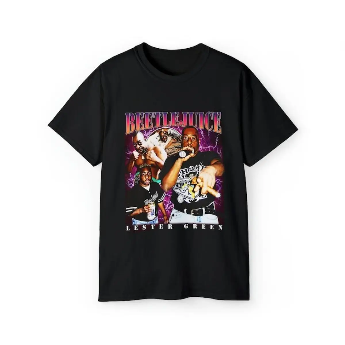 Beetlejuice Lester Green Graphic T-Shirt, Unisex 90s Retro Vintage Bootleg Style, Soft Breathable Short-Sleeve Casual Streetwear for Fans, Crew Neck, Vibe, Menswear, Classic, Shortsleeve, Retro Print, Joggers, Tee, Round Neck, Tops, Retro 90S