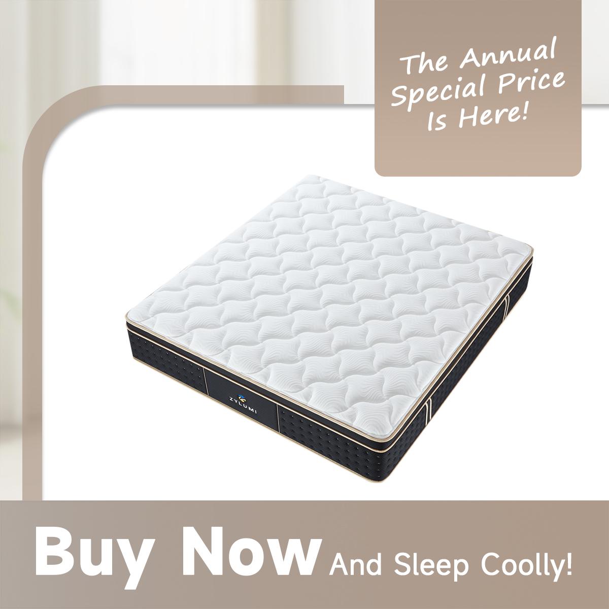 [ZYLUMI]  Hybrid Mattress in a Box, 10/12/14 Inch, Twin/Full/Queen/King, Gel Memory Foam & Zoned Support Springs, Pressure Relief, Breathable Fabric, Motion Isolation, CertiPUR-US & OEKO-TEX