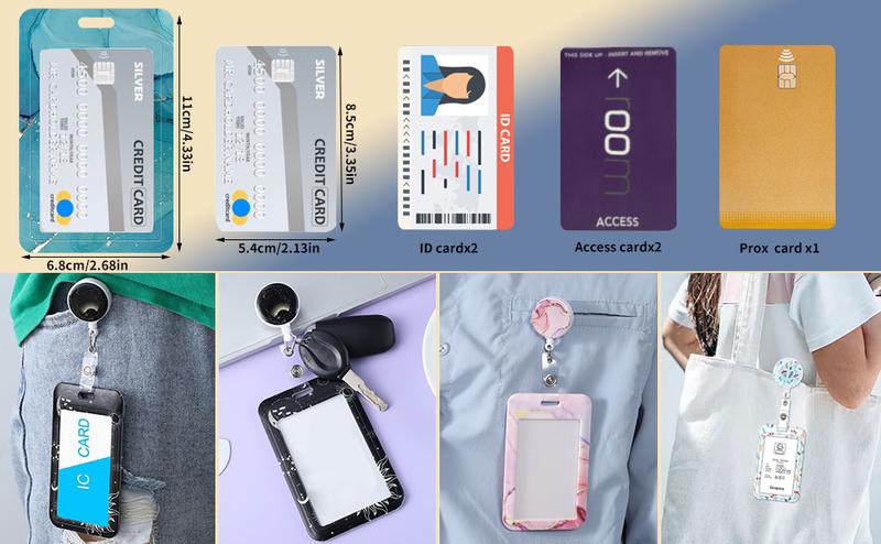 [New Deal] 3 Set Heavy Duty Badge Holder with Retractable Reel, Marble Retractable ID Badge Holders with Clip Name Key Card Holder Case for Teacher Nurse Doctor Student Office Gift for Coworkers
