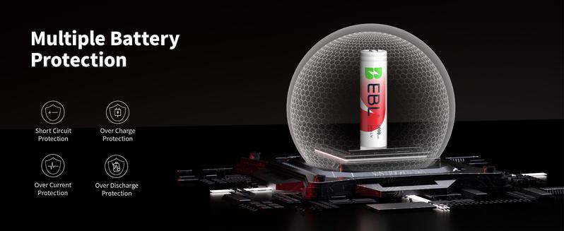 EBL 18650 Rechargeable Battery 3000mAh - Protected Button Top