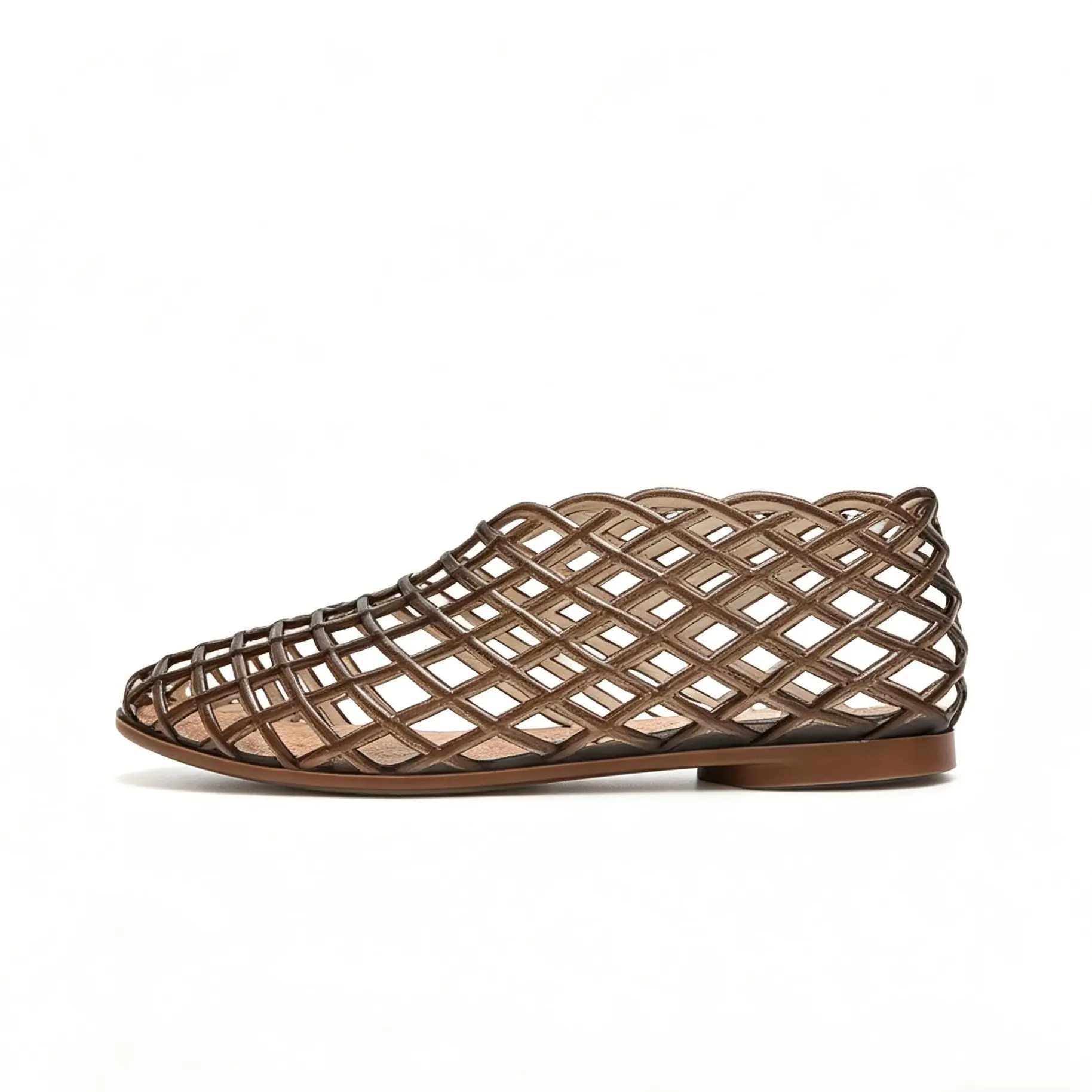 Women's Jelly Ballet Flat Sandals Slip on Closed-Toe Mesh Flats Crystal Slippers for Beach Summer Indoor Outdoor Casual Walking Shoes