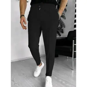 Men's Solid Color Waffle Pants, Loose Casual Comfy Lightweight Trousers for Summer, Men's Bottoms for Daily Wear, Thermal