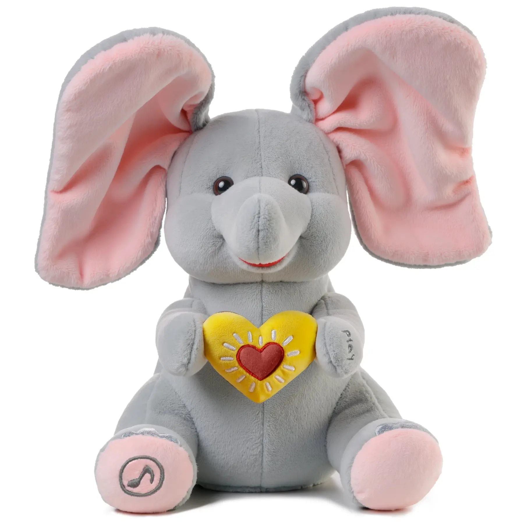 Peek a Boo Elephant, Baby Tummy Time Toy Interactive Singing Plush Toy with Flapping Ears for Newborn Musical Stuffed Animal