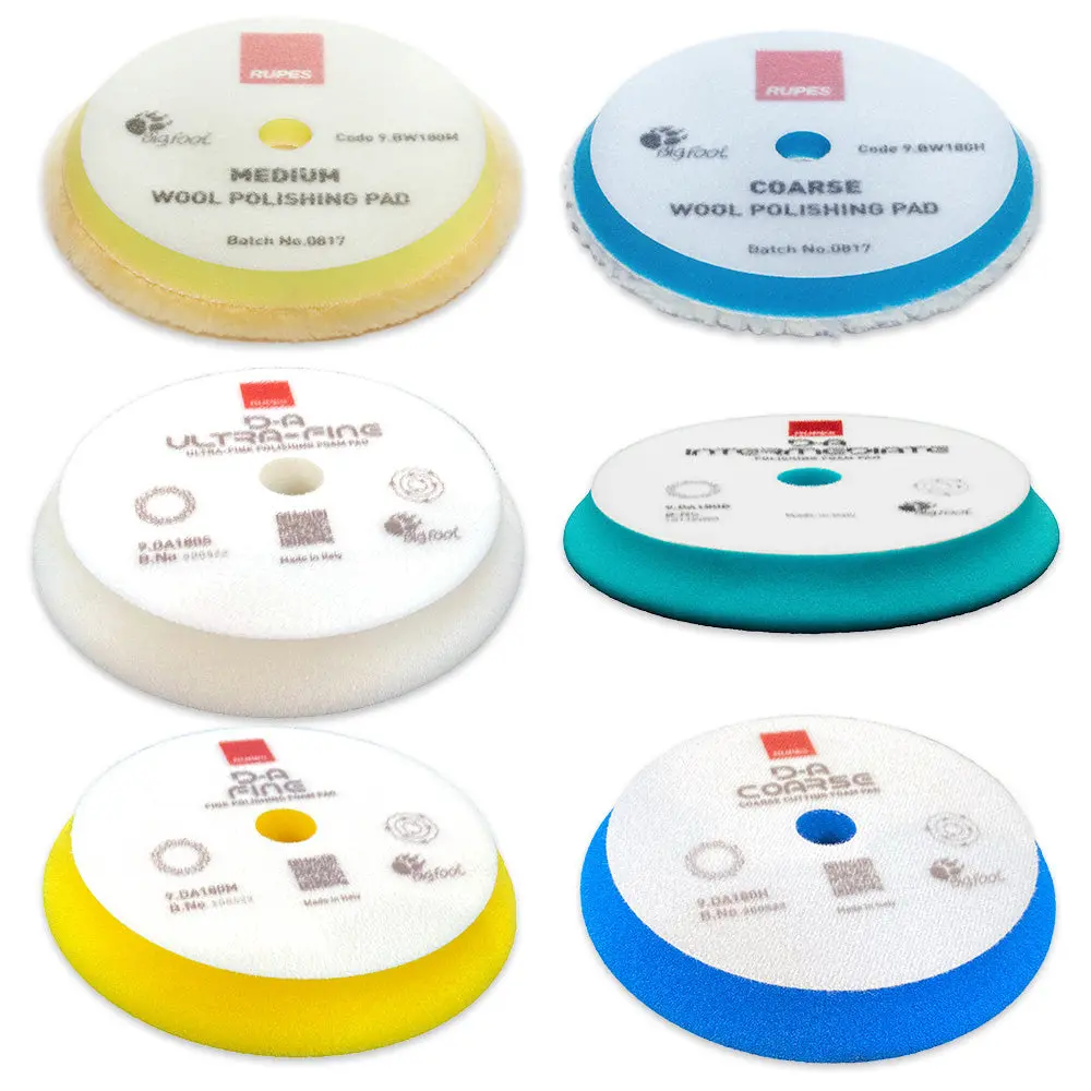 Rupes High-Quality Foam & Wool Pads Kit, Automotive Car Detailing Accessory for Polishing Machines, Effective Paint Correction & Finishing Maintenance