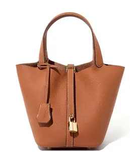 CINDY Bucket Vegetable Leather Handbag