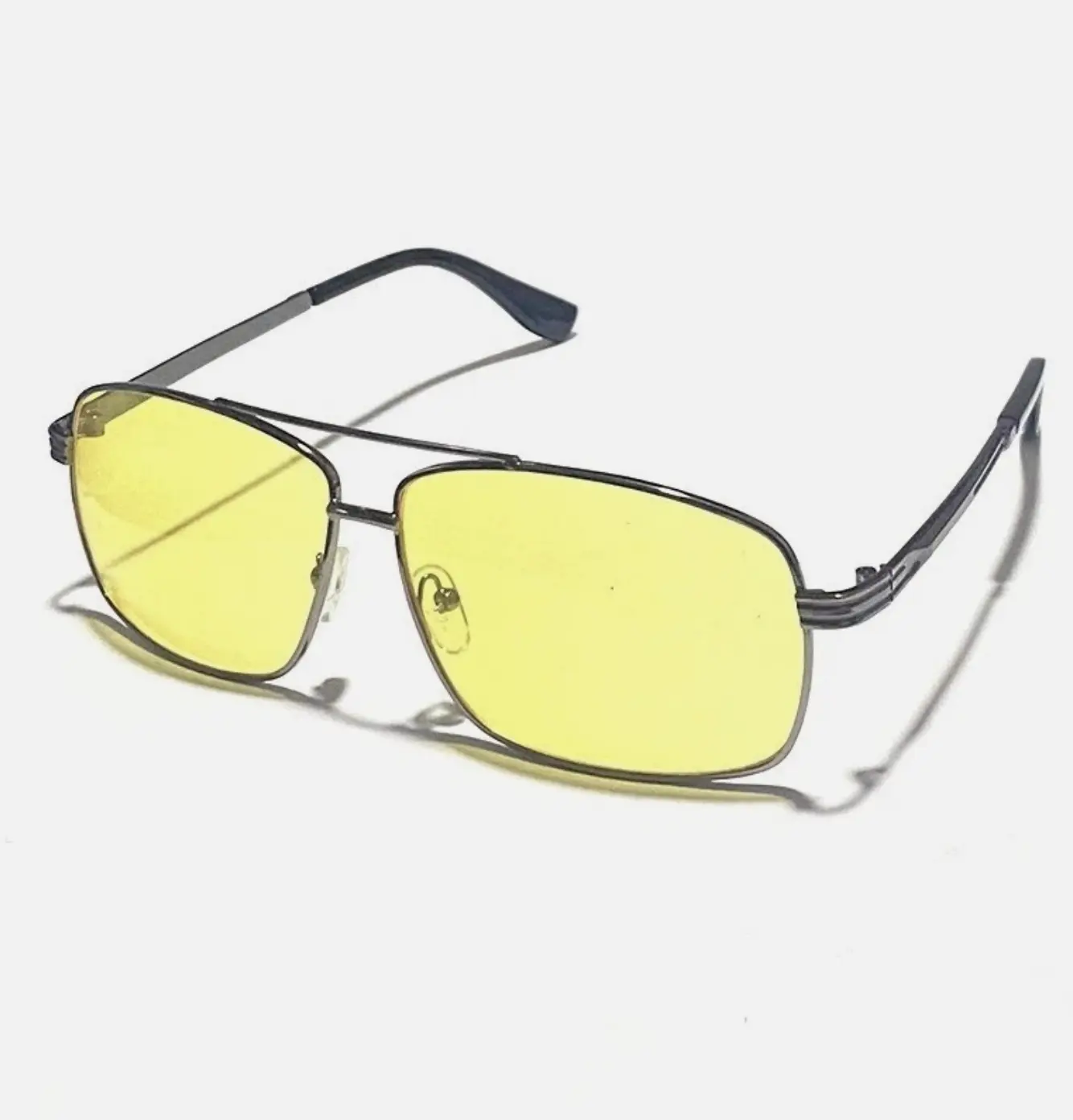 Men's Polarized Aviator Tac Night Vision Sunglasses - Driving Goggles with Yellow Lenses, Enhanced Contrast, Reduced Eye Strain, High Light Transmission, Durable & Comfortable Fit, Functional Spring Hinges, Blue Light Blocking Lens, Metal Frame, Extended,