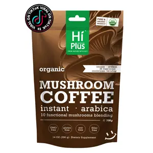 HiPlus Organic Mushroom Coffee  Instant Arabica with 10 Functional Mushrooms| Weight & Immune Support| Lion’s Mane, Turkey Tail,Chaga & Reishi|