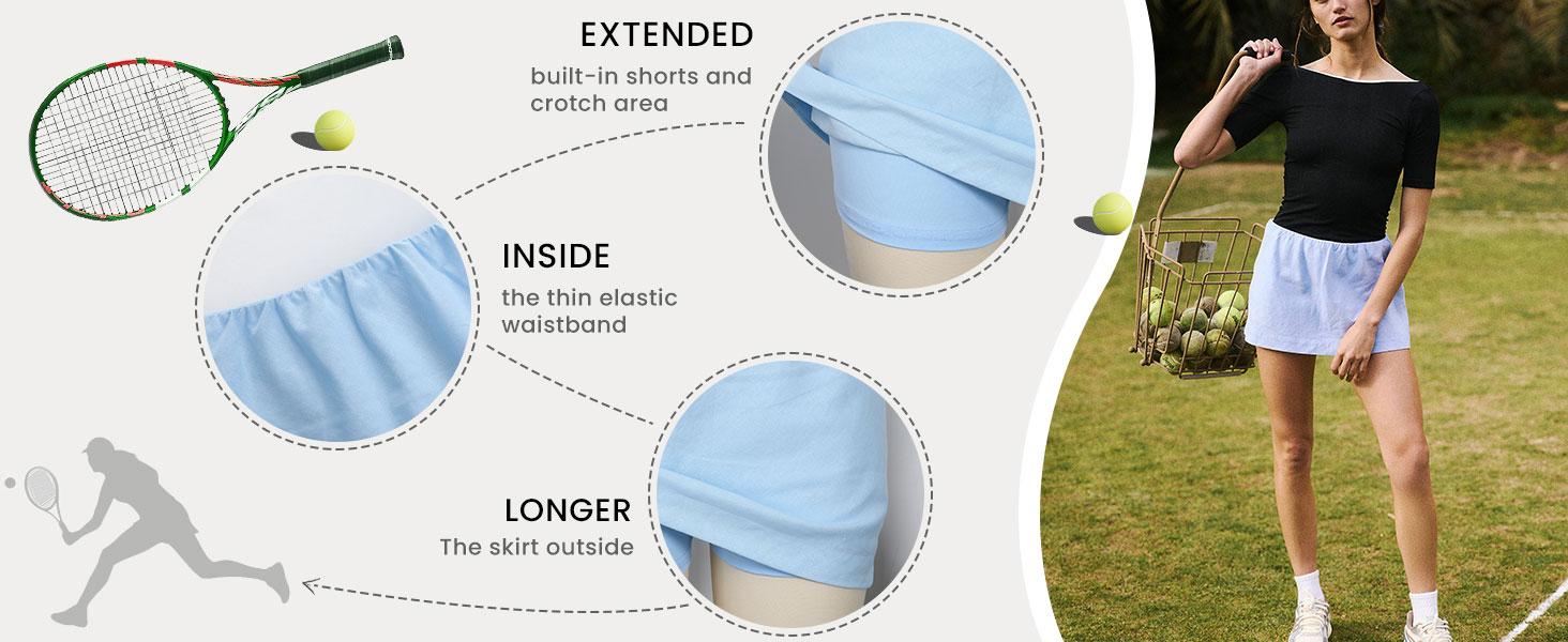 Yeokou Women's Petite Skorts Cotton-Linen Mini Skirt with Built-in Shorts A-line Style for Beach & Casual Wear