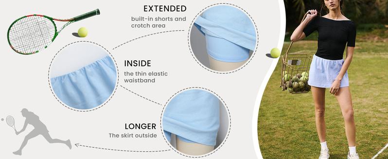 Yeokou Women's Petite Skorts Cotton-Linen Mini Skirt with Built-in Shorts A-line Style for Beach & Casual Wear