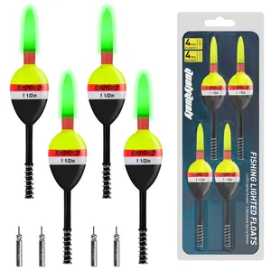 4PCS Lighted Slip Bobbers – Glow in the Dark LED Float, Adjustable Spring for Depth, Sensitive Light Wood for Crappie & Walleye, Long-Lasting Battery，by QualyQualy