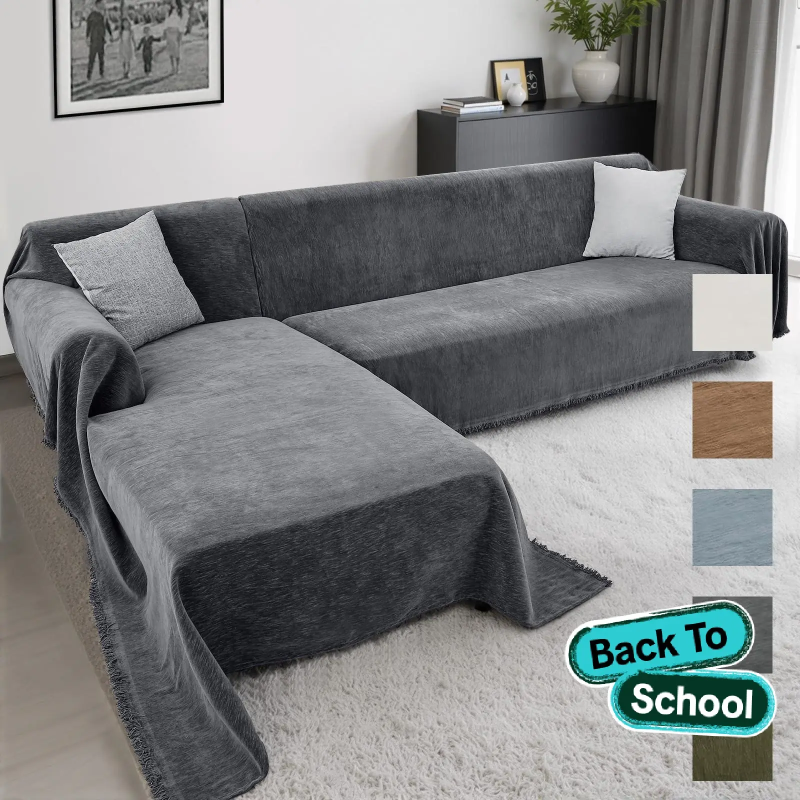 Inovaday | Sofa Cover Sectional Couch Covers- 2 Pieces Washable L Shaped Couch Covers Sofa,Back To School,Blanket for Dogs Pet Friendly Sectional Sofa Slipcovers Furniture Covers