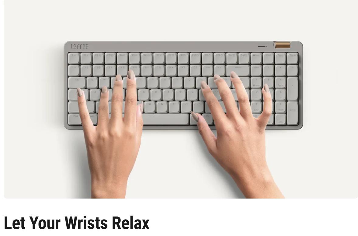 Lofree Flow Lite 100 Keys Low Profile Mechanical Keyboard Rechargeable Wireless Keyboard with 2.4G Receiver, Bluetooth and Wired Connection Specter Switches