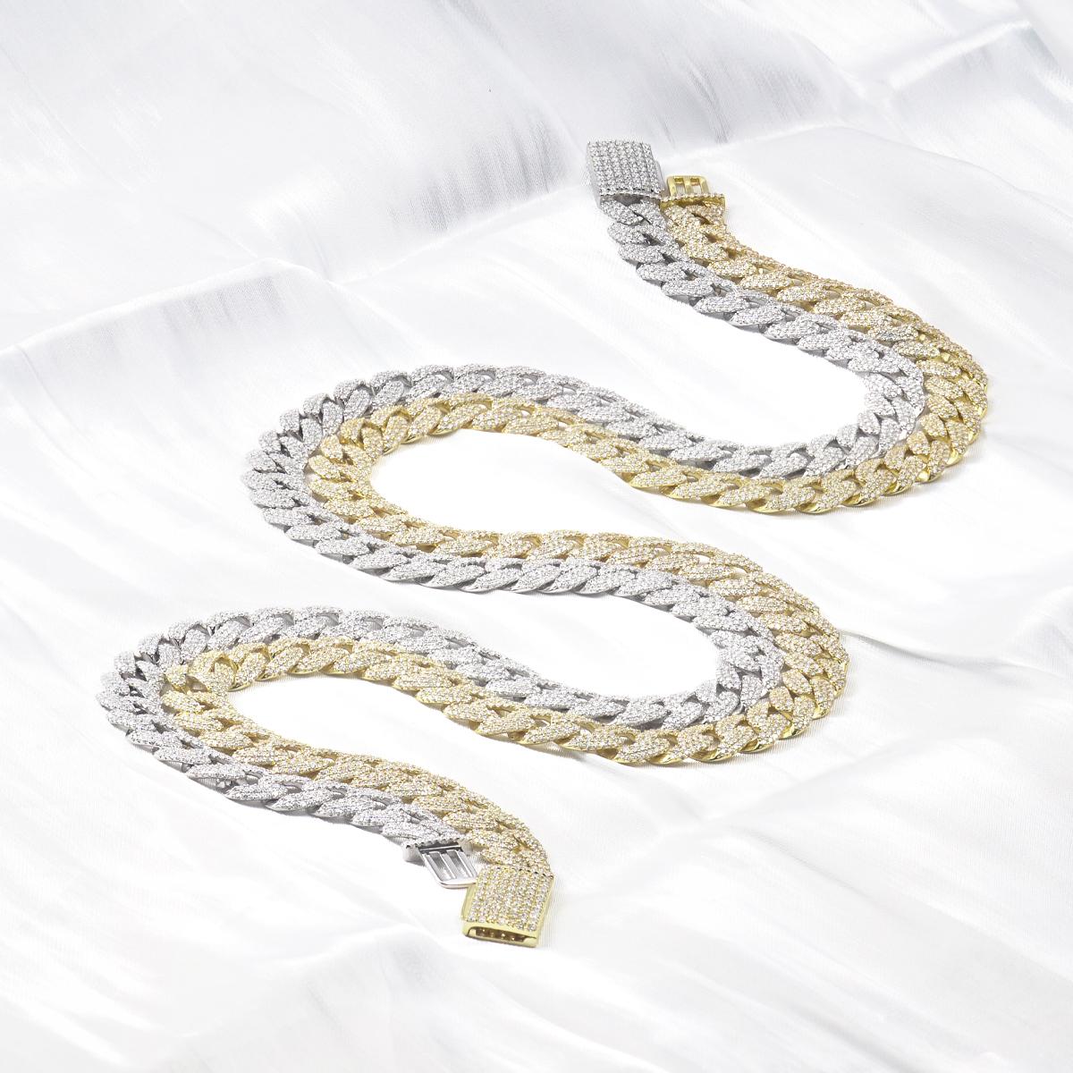 Delzzad (MSG.01) Hip Hop Bling Cuban Bracelet Necklace Chain VVS Synthetic Moissanite S925 Unisex Sparkle Cuban Chain Perfect for Any Occasion & Everyday Wear Birthday Anniversary Gifts