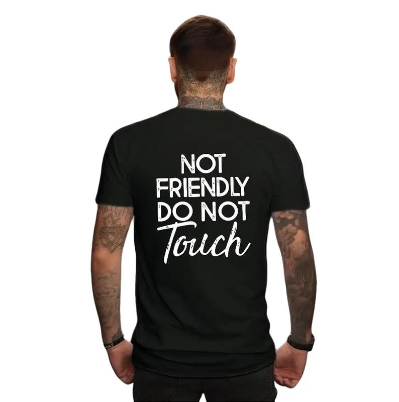 Not Friendly Do Not Touch Print, Men'S Casual Streetwear Hoodies, Comfy And Loose Hooded Pullover Top, Casual Streetwear, Fall Outfits